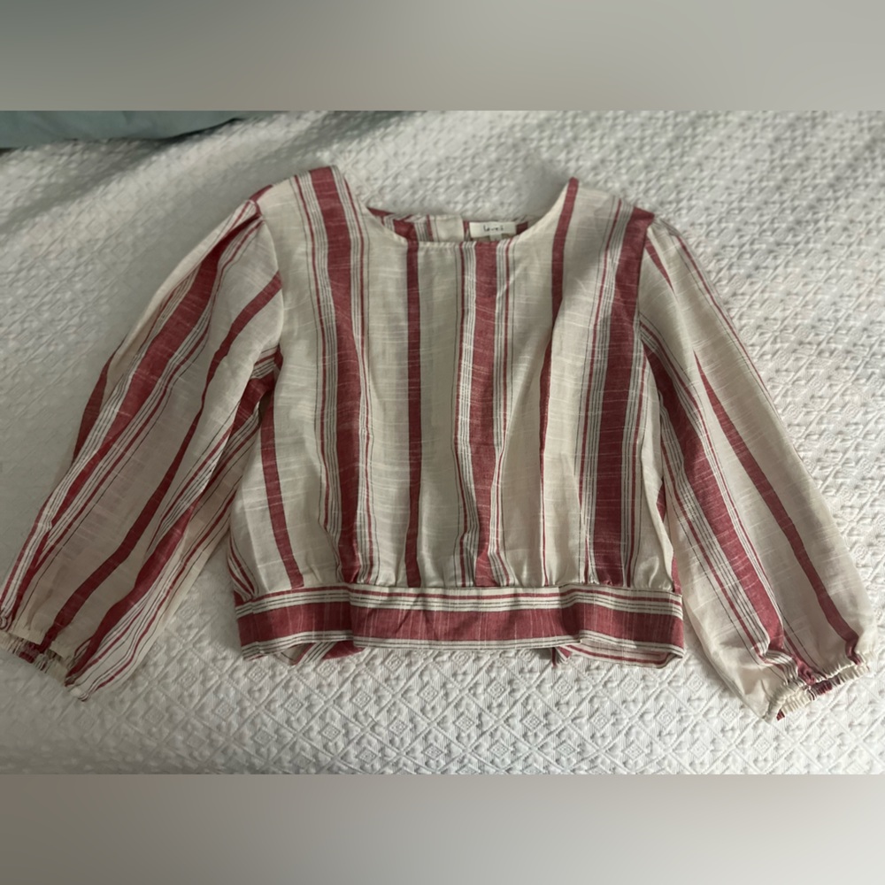 Striped blouse keyhole back